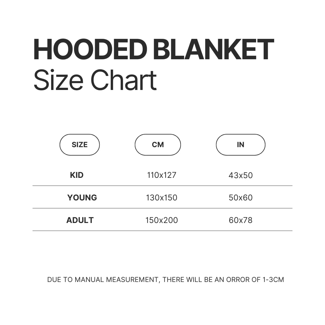 Hooded Blanket Size Chart - Akira Merch