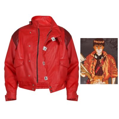 Takerlama Akira Kaneda Jacket Cosplay Red Men Coat Capsule Pill Printed Bomber Motorcycle Rider Leather Costume - Akira Merch