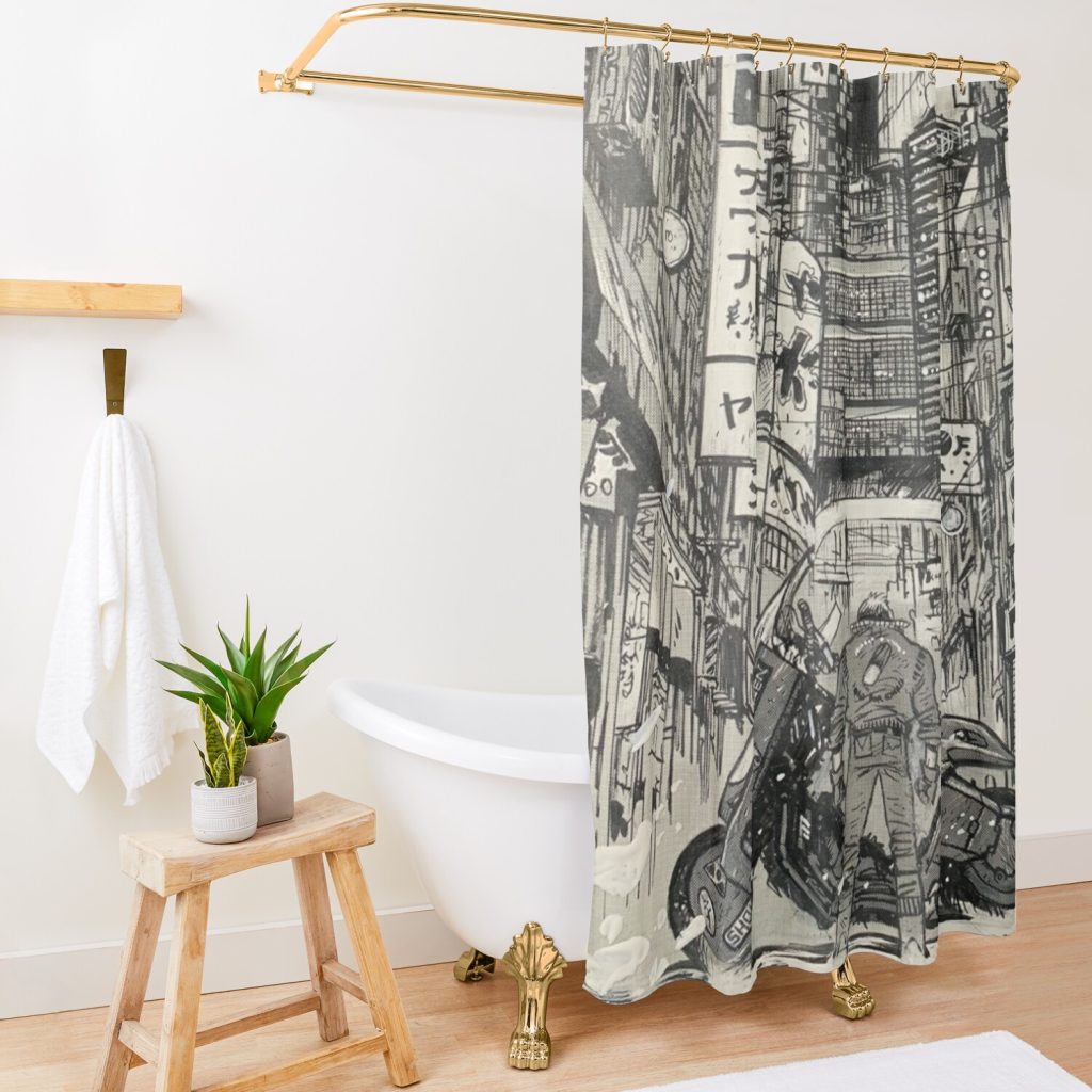 Monochrome Akira Shower Curtain Official Akira Merch