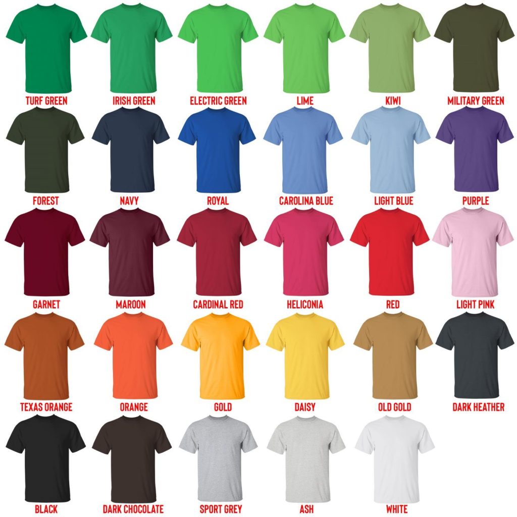 t shirt color chart - Akira Merch